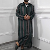 cheap Men&#039;s Robes-Men&#039;s Loungewear Nightgown Nightshirt Stripe Stylish Comfort Kimono Robes Home Daily Polyester Breathable Hoodie Long Sleeve Spring Green