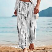 economico Pantaloni casual stampati da uomo-Per uomo Pop art Pantaloni casual Vita normale Vacanze Gamba dritta Estate Primavera Stampa 3D Bianco