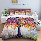 baratos Conjuntos de capa de edredão-Van gogh pintura a óleo árvore conjunto de capa de edredom de 3 peças para o verão pele macia amigável de longa duração para quarto de hotel conjunto confortável de cama