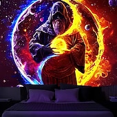 levne Tapiserie Blacklight-blacklight gobelín uv reaktivní záře ve tmě záře party neonový kouzelník zen yinyang psychedelický trippy mlhavý závěsný gobelín nástěnná malba pro život