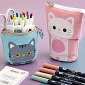 cheap Storage &amp; Organization-Standing Pencil Case Back to School Cute Telescopic Pen Holder Standing Pencil Pouch Organizer Pop up Pencil Bag Cosmetics Bag Portable Kawaii Stationary