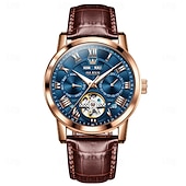 abordables Relojes mecánicos-OLEVS Hombre Relojes Mecánico Moda Reloj Casual Reloj de Muñeca Cuerda Automática Luminoso Calendario Fecha Semana Piel Reloj