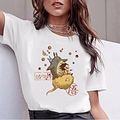 baratos Gráfico de personagem de desenho animado e filme-A Viagem de Chihiro Totoro Japonesa/Curta Camiseta lavada com ácido extragrande Imprimir Arte Gráfica Para Casal Homens Mulheres Adulto Dia Das Bruxas Carnaval Baile de Máscaras Hot Stamping Rua