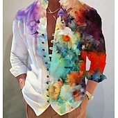 preiswerte Pflanzen Muster-Herren Blumen Hemd Knopfhemd Langarm Modisch Designer Brautkleider schlicht Urlaub Täglich Ausgehen Herbst Frühling Sommer Ständer Bedruckt Weiss + rot Schwarz Weiß Gelb Rosa