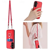 levne Pouzdra pro Samsung-telefon Carcasă Pro Samsung Galaxy S24 Ultra Plus S23 Ultra Plus S22 Plus Ultra A55 A35 A25 A15 5G A54 A34 A14 A53 A33 A23 A13 S25 Ultra Zadní kryt Držák na prsteny s Lanyardem Slot pro kartu Retro