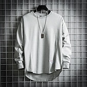 cheap Basic T shirts-Men&#039;s T Shirt Tee Tee Top Long Sleeve Shirt Long Sleeve Crew Neck Spring &amp;  Fall Plain Fashion Designer Basic Vacation Street Going out Black White Yellow Top Tee for Men