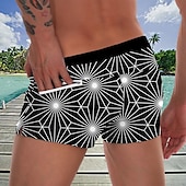 billiga Geometrisk tryck-Herr Geometriska mönster Badshorts Boardshorts Boxershorts Medium Midja Mode Designer Surfing Helgdag Strand Ficka Snörning Elastisk midja Designer Kläder