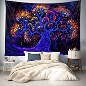 levne Tapiserie Blacklight-blacklight gobelín uv reaktivní záře ve tmě záře party neon psychedelický trippy misty závěsný gobelín sova nástěnná malba pro obývací pokoj ložnice
