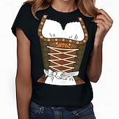 preiswerte T-Shirts-T-Shirt Lederhosen 3D Lässig Streetstyle T-Shirt Ärmel für Damen Erwachsene Heißprägen  für Karneval Oktoberfestbier Party Alltagstauglich