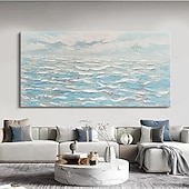 economico Quadri paesaggistici-dipinto a mano dipinto a olio minimalista con texture blu dipinto a mano da parete dipinto a mano con cielo e oceano dipinto a olio con cielo e oceano dipinto a mano con onde e spiaggia a olio