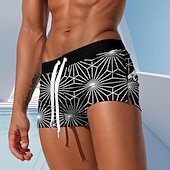billiga Geometrisk tryck-Herr Geometriska mönster Badshorts Boardshorts Boxershorts Medium Midja Mode Designer Surfing Helgdag Strand Ficka Snörning Elastisk midja Designer Kläder