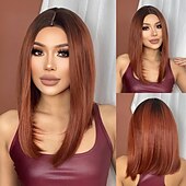 economico Parrucche trendy sintetiche-Parrucche sintetiche Uniformi Costumi di carriera Da principessa Liscio Kinky liscia Parte di mezzo Taglio scalato A macchina Parrucca 14 pollici Rosso Capelli sintetici Per donna Cosplay Feste Di
