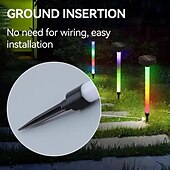billige Bakkelys-led solcellelys, utendørs solcellelys rgb skiftende plen bakken lampe ip65 vanntett landskap spotlights hage dekorasjon utendørs lys 1 stk