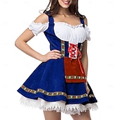 olcso Dirndl-Női Karneváli Oktoberfest Dirndl Sör Jelmez Ing és Köténnyel Bajor Wiesn Hagyományos Stílusban
