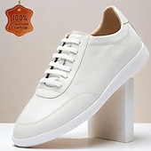preiswerte Premium Leder Sneaker-Herren Turnschuhe Weiße Schuhe Premium-Leder Komfortabel Rutschfest Schnürsenkel Weiß