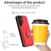 levne Pouzdra pro Samsung-telefon Carcasă Pro Samsung Galaxy S24 Ultra Plus S23 Ultra Plus S22 Plus Ultra A55 A35 A25 A15 5G A54 A34 A14 A53 A33 A23 A13 S25 Ultra Zadní kryt Držák na prsteny s Lanyardem Slot pro kartu Retro
