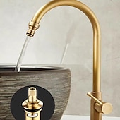 billige Baderomskraner-Vaskekran for baderom - Klassisk Antikk Messing Montere Utsiden Enkelt Håndtak Et HullBath Taps