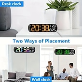 economico Luci decorative-Luce notturna a LED da 1 pz 8 colori, orologio multifunzione con display a LED corto con temperatura settimanale e calendario, telecomando Orologio da parete digitale intelligente 12/24 ore con luce d&#039;atmosfera 1 regolazione del colore