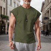 preiswerte Fitness Tank-Tops-Herren Tank Top Weste Unterhemd Ärmelloses Shirt Ärmellos Rundhalsausschnitt Frühling &amp; Sommer Einfach Mode Designer Basic Urlaub Straße Ausgehen Weiß Wein Dunkelmarine Top T-Shirt für Herren