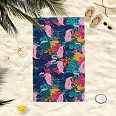 cheap Beach Towel Sets-100% Beach Towel Summer Tropical Palm Leaves Flamingo Oversized Beach Towel Soft and Quick-drying Bathroom Towel Super Absorbent Large Swim Towel for Teens Adults, Quick-Dry, Soft Lightweight, Versatile for Travel, Bath and Pool
