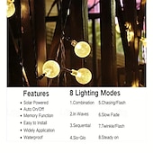 abordables Lumières de cordes solaires-Guirlande lumineuse à énergie solaire avec boules de cristal pour réception de mariage, 10 m, 100 LED, 8 modes d&#039;éclairage pour Noël, jardin, camping, fêtes, mariages, anniversaires&amp;amp;décoration