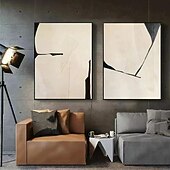 お買い得  抽象画-手作りの白黒の侘び寂び抽象画、壁アート、アートワーク、モダンな抽象油絵、幾何学的図形、家庭用壁アート