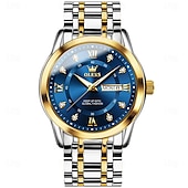 levne Quartz hodinky-OLEVS Muži Křemenný Módní Obchodní Wristwatch Svítící Kalendář Datum týden VODĚODOLNÝ Ocel Hodinky