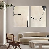 お買い得  抽象画-手作りの白黒の侘び寂び抽象画、壁アート、アートワーク、モダンな抽象油絵、幾何学的図形、家庭用壁アート