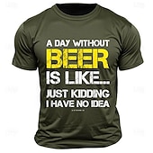 baratos Camiseta gráfica masculina-Homens Letra Engraçado Cerveja Camiseta T-shirt 100% Algodão Manga Curta Gráfico Camisa Preto Verde Tropa Azul Escuro Camiseta confortável Rua Esportes Roupas de estilistas