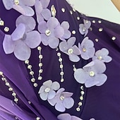 ieftine Rochii de patinaj artistic-Rochie de Patinaj Artistic Pentru femei Fete Πατινάζ στο πάγο Rochii Mov Mâneci cu Gaura Vopsirea Halo Înaltă Elasticitate Profesional Competiție Ținută Patinaj Termic cald Cristale / Strasuri Manșon