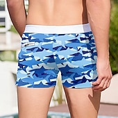 preiswerte Ozean-Druck-Herren Tiermotiv Hai Badehosen Badeshorts Boardshorts Mittlere Taille Mode Designer Surfen Ferien Strand Tasche Kordelzug Elastischer Bund Designer Bekleidung