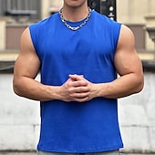cheap Men&#039;s Running Tee &amp; Tank Tops-Men&#039;s Workout Tank Top Running Tank Top Gym Tank Top Sleeveless Vest / Gilet Casual Athleisure Cotton Breathable Quick Dry Soft Gym Workout Running Walking Sportswear Activewear Solid Colored Black