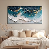 preiswerte Ölgemälde-3D abstrakte Ozean Landschaft Leinwand Ölgemälde Strand dynamische Welle handgemalt Wand Kunst Tinte dicke Textur Messer Malerei Büro Dekor Geschenk ungerahmt