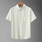 halpa Business Casual-Miesten Paita Pellava paita Rento paita Button Up paita Puuvillainen paita Tavallinen Loma Katu Valkoinen Vaalean harmaa Tumman harmaa Beesi Lyhythihainen Sänkyjen avaus Kesä Vaatetus Painike alas