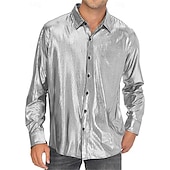 preiswerte Oberteile-Metallisch 1980er Glänzendes Latex-Patent Hemd Disco Kostüm Herren Karnevalskostüm Halloween Karneval Alltagskleidung Pride Parade Pride-Monat Erwachsene Hemd