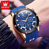 cheap Quartz Watches-OLEVS Men Quartz Watch Outdoor Sports Fashion Wristwatch Luminous Calendar Chronograph Waterproof Silicone Gel Watch