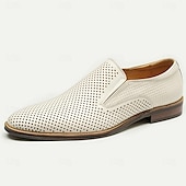 preiswerte Loafer aus hochwertigem Leder-Beige Loafer aus perforiertem Leder für Herren, Slipper aus hochwertigem Rindsleder – atmungsaktives und stilvolles Schuhwerk für formelle und legere Anlässe