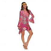 abordables Robes-Rétro Vintage Années 1970 Déguisement Années 70 Femme Manche cloche Hippie Fleur / Floral Col en U Déguisement Femmes Halloween Carnaval Mascarade Soirée Tenue quotidienne Défilé de la Fierté Adulte