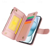 זול נרתיקים לאייפון-טלפון מגן עבור אייפון 16 iPhone 15 Pro Max iPhone 14 13 12 11 Pro Max Plus Mini SE מארז כרטיס ארנק מגנטי רוכסן עם שרוך רטרו TPU עור PU