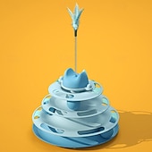 Недорогие Игрушки для кошек-Шарообразные Игрушка с перьями Интерактивная игрушка туннели Писк игрушки с Прочный Автоматический Упражнение для домашних животных Выпускать давление Дрессировка домашних животных для Коты