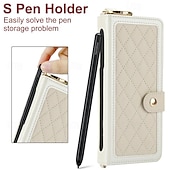 cheap Samsung Cases-Phone Case For Samsung Galaxy Z Fold 6 Z Fold 5 Z Fold 4 Z Fold 3 Back Cover with Stand Holder Magnetic with Lanyard Retro TPU PU Leather