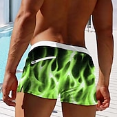 abordables Impression Géométrique-Homme Illusion d&#039;optique Flamme Shorts de bain Shorts de Surf Caleçons de Bain Taille Moyenne Mode Designer Surf Fête Plage Avec Poches Cordon de serrage Taille Élastique Designer Vêtement Tenue