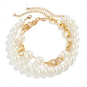 abordables Collares-Collar con perlas Perla Artificial Mujer Elegante Lujo Cuentas Boda Forma de Círculo Gargantillas Para Boda Fiesta