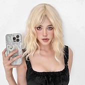 economico Parrucche trendy sintetiche-Parrucche sintetiche Uniformi Costumi di carriera Da principessa Riccio Ondulato Parte di mezzo Taglio scalato A macchina Parrucca 14 pollici Biondo chiaro Capelli sintetici Per donna Cosplay Feste