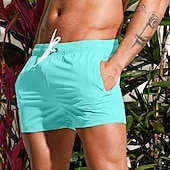 baratos shorts de natação masculinos-Homens Bermuda de Surf Shorts de Natação Calção Justo de Natação Com Cordão Cintura elástica Tecido Conforto Secagem Rápida Curto Feriado Praia Final de semana Moda Casual Preto Branco Micro-Elástica