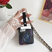 baratos Capa Samsung-telefone Capinha Para Samsung Galaxy Z Virar 6 Z Flip 5 Z Flip 4 Z Flip 3 Capa traseira com cordão com pulseira Slot para cartão TPU Couro PU