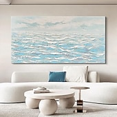 economico Quadri paesaggistici-dipinto a mano dipinto a olio minimalista con texture blu dipinto a mano da parete dipinto a mano con cielo e oceano dipinto a olio con cielo e oceano dipinto a mano con onde e spiaggia a olio