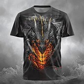 abordables Camisetas con estampado animal-Hombre Dragón Camiseta Manga Corta Camiseta Impresión 3D Cuello Barco Camisa Design Gótico Fiesta Calle Casual Negro 1 Negro Verano Primavera Ropa S M L XL XXL XXXL