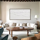 preiswerte Abstrakte Gemälde-weiße Wellen abstrakte Malerei handgemachte weiße Wand Kunst horizontale Malerei Kunst weiß strukturierte Welle Malerei Wand Kunst weiß Leinwand Ölgemälde Wand Kunst weiß abstrakte Ozean Wand Kunst