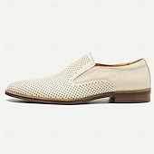 preiswerte Loafer aus hochwertigem Leder-Beige Loafer aus perforiertem Leder für Herren, Slipper aus hochwertigem Rindsleder – atmungsaktives und stilvolles Schuhwerk für formelle und legere Anlässe